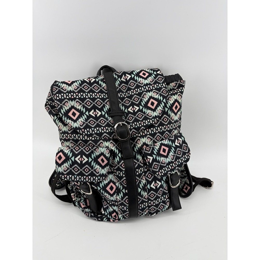 Aztec Nylon Backpack, Boho, Book Bag, Travel, Adjustable Straps, Pre-Owned